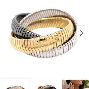 Jennifer Miller Triple Strand Bracelet- YELLOW, WHITE & OXIDIZED GOLD